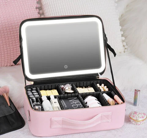 GlamourBox Lighted Travel Makeup Case