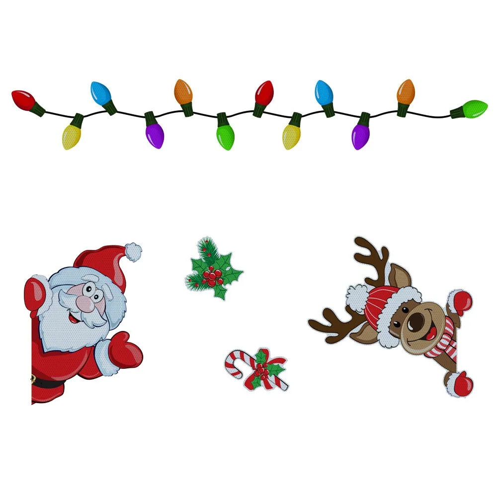 Cheerful Christmas Caravan: Reflective Car Magnetic Decal Set
