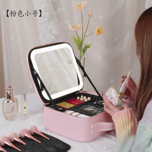 GlamourBox Lighted Travel Makeup Case