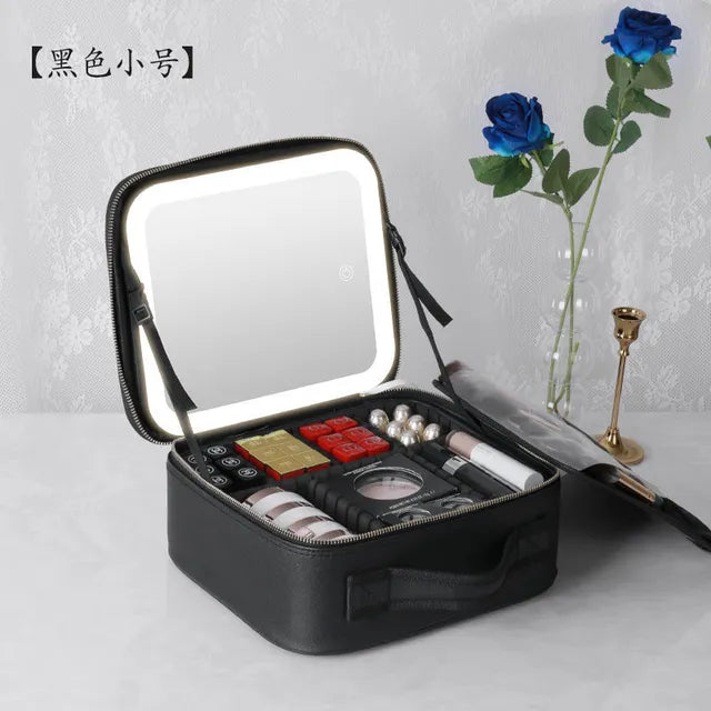GlamourBox Lighted Travel Makeup Case