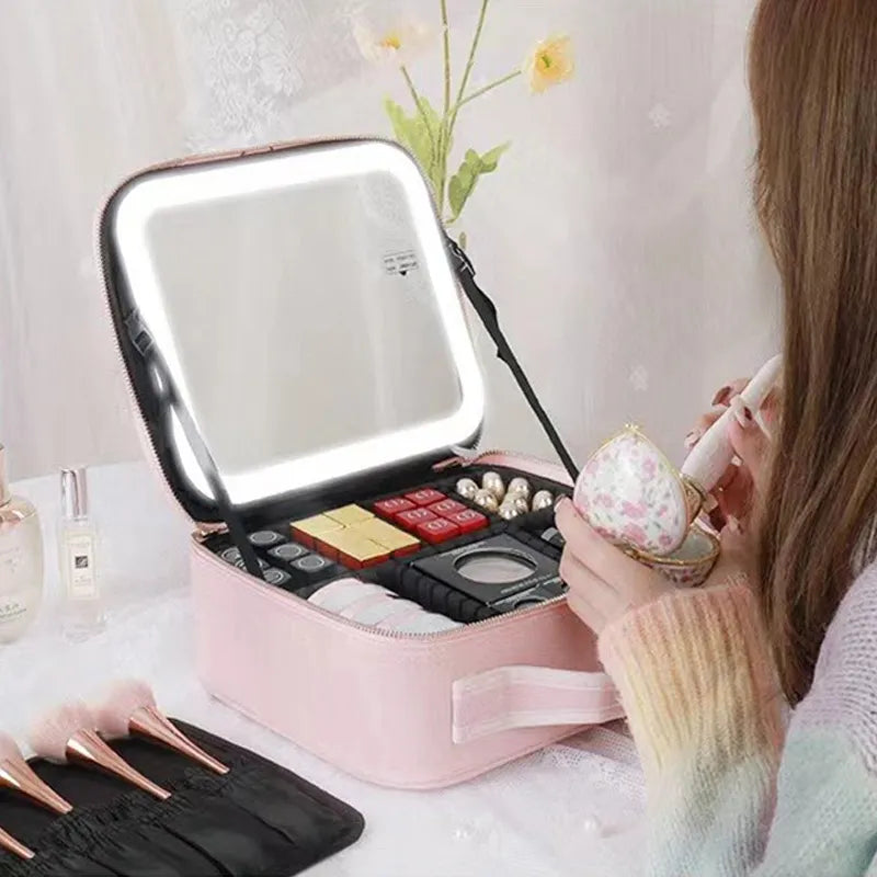GlamourBox Lighted Travel Makeup Case