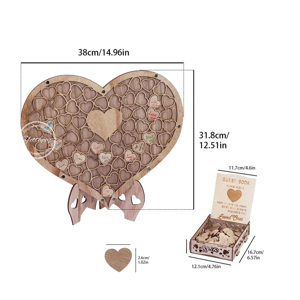 Wooden Heart Wedding Guest Book