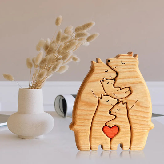 Personalized Wooden Bears Family Puzzle- Wood Pet Carvings