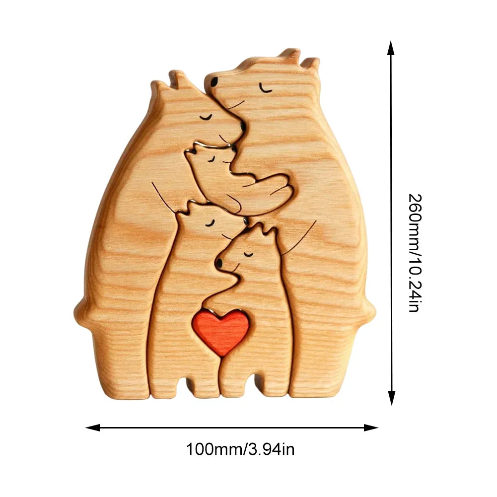 Personalized Wooden Bears Family Puzzle- Wood Pet Carvings