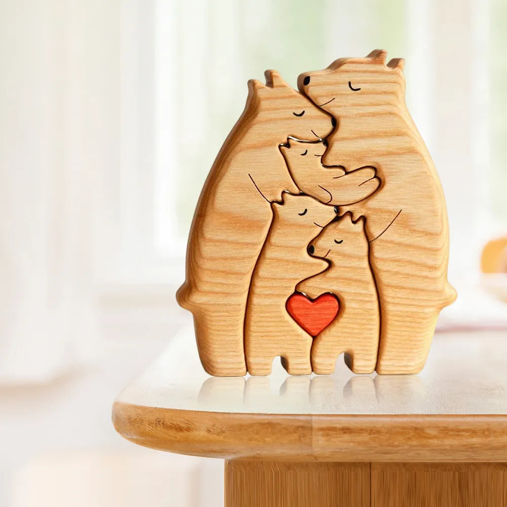 Personalized Wooden Bears Family Puzzle- Wood Pet Carvings