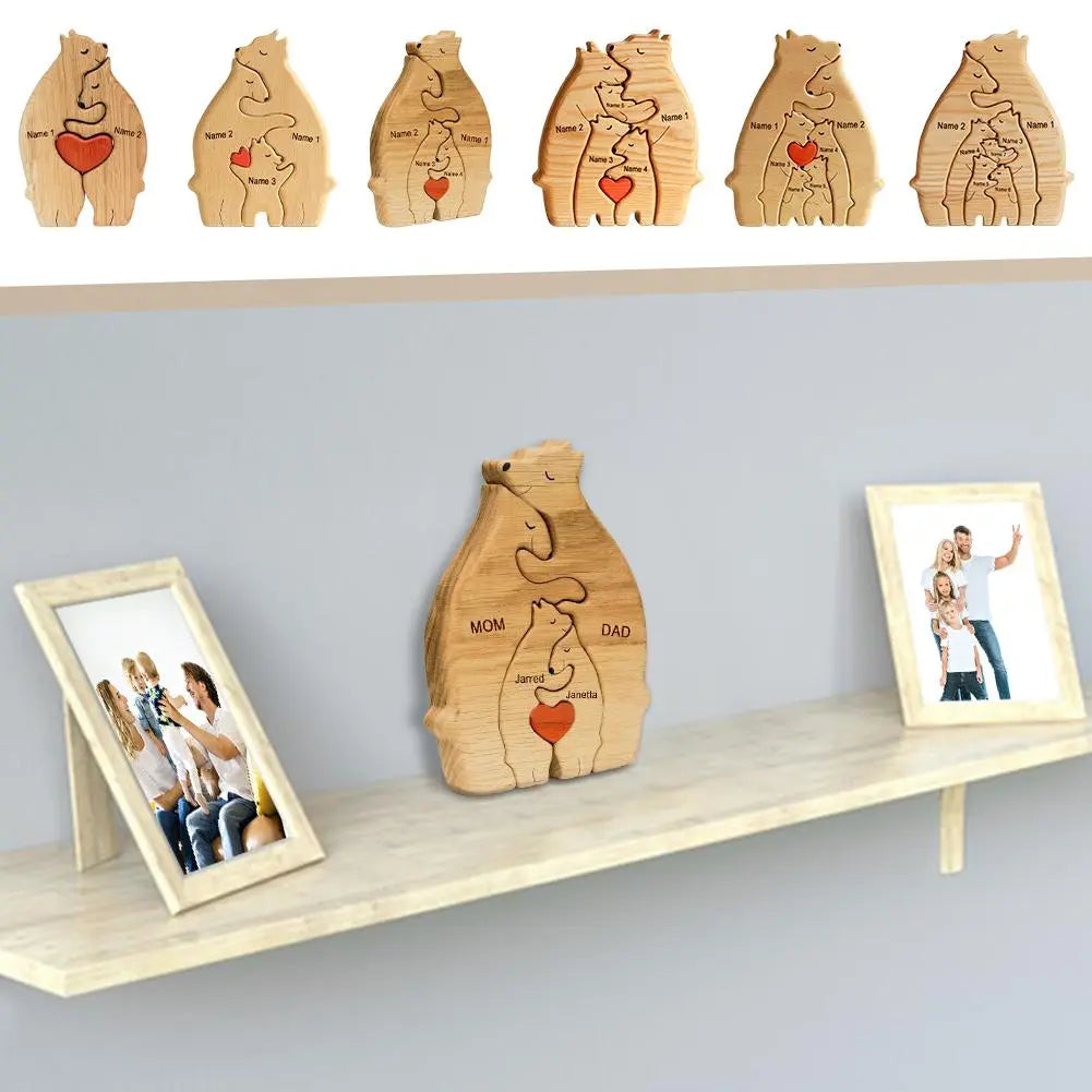 Personalized Wooden Bears Family Puzzle- Wood Pet Carvings