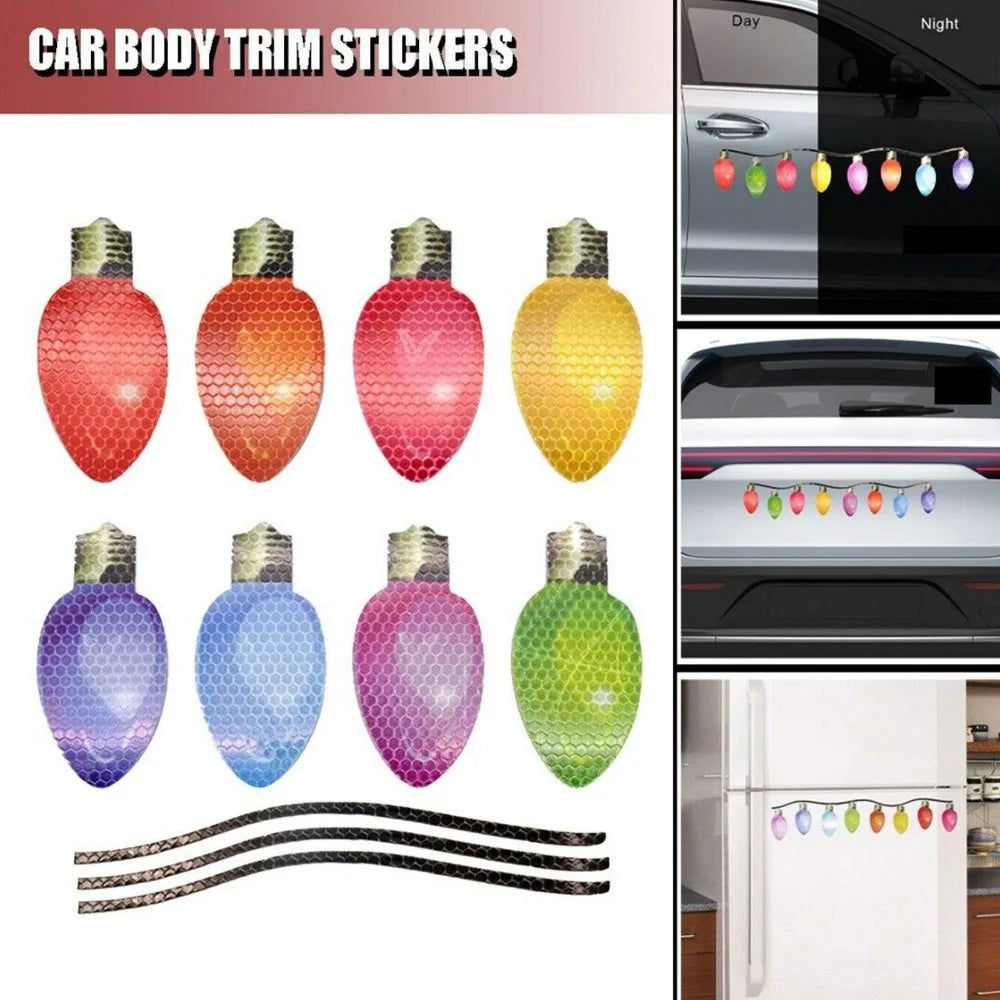 Cheerful Christmas Caravan: Reflective Car Magnetic Decal Set