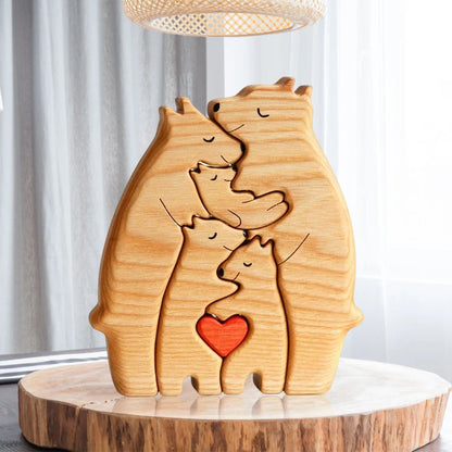 Personalized Wooden Bears Family Puzzle- Wood Pet Carvings