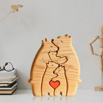 Personalized Wooden Bears Family Puzzle- Wood Pet Carvings