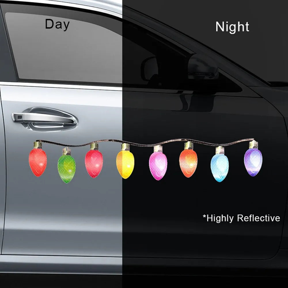 Cheerful Christmas Caravan: Reflective Car Magnetic Decal Set