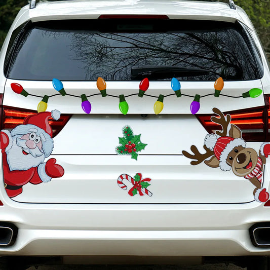 Cheerful Christmas Caravan: Reflective Car Magnetic Decal Set