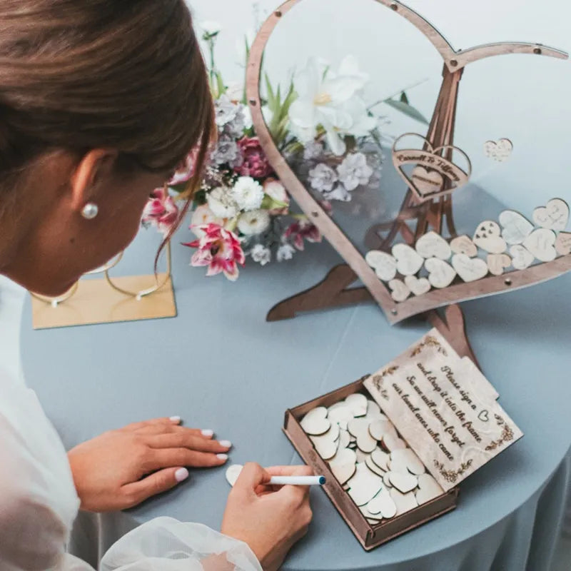 Wooden Heart Wedding Guest Book