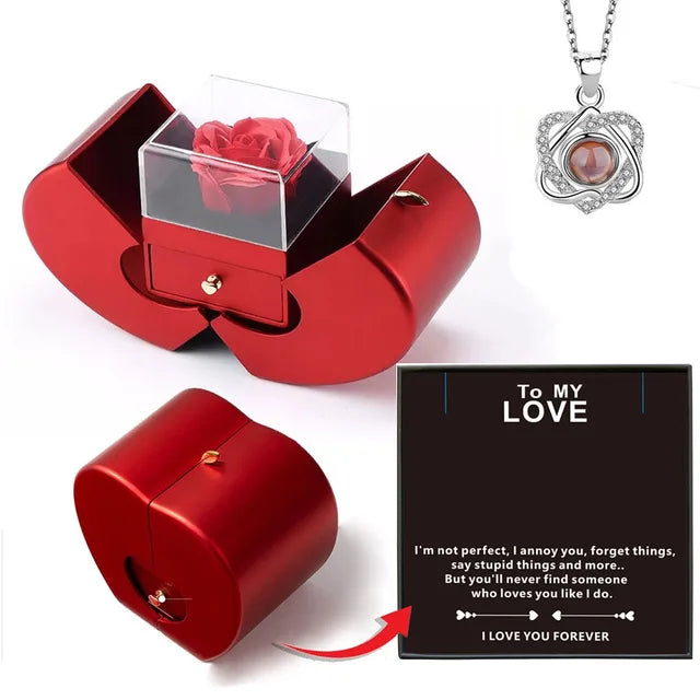 Enchanted Apple Rose Necklace Box