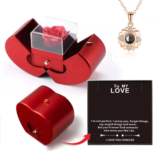Enchanted Apple Rose Necklace Box